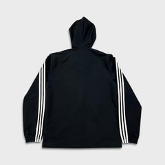 Adidas Essentials Jacket Mens Small Black 3 Stripe Full Zip Hooded Windbreaker