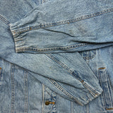 Vintage 90s Wrangler Denim Jacket Mens XL Blue Rugged Wear USA Trashed Trucker