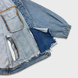 Vintage 90s Wrangler Denim Jacket Mens XL Blue Rugged Wear USA Trashed Trucker