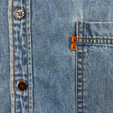 Vintage 90s Levi's Denim Shirt Mens XL Blue Orange Tab Western Button Up