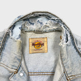 Vintage 90s Hard Rock Cafe Denim Jacket Mens Small Blue Save The Planet Orlando Distressed Trucker