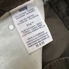Levi's 514 Pants Mens 32x29 Brown Slim Straight Fit Corduroy Y2K Casual Trouser