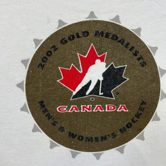 Vintage 2002 Canada Olympics T Shirt Mens XL White Gold Medalists Hockey Tee