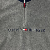 Tommy Hilfiger Fleece Mens Medium Gray Flag Pullover 1/4 Zip Jacket
