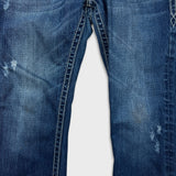 Rock Revival Jeans Mens 34x32 Blue Kurt Straight Leg Medium Wash Distressed Pants