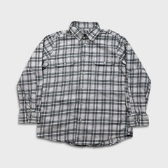 Dickies Shirt Mens Large Gray Plaid Flannel Workwear Long Sleeve Button Up