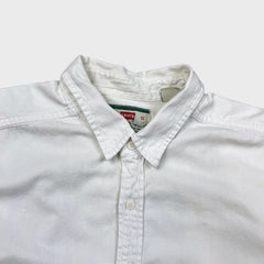 Vintage 90s Levi's Denim Shirt Mens Large White Faded Light Wash Button Up
