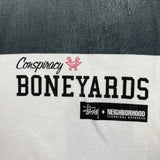 Stussy x NEIGHBORHOOD Boneyards II Conspiracy T Shirt Mens Medium White Tee
