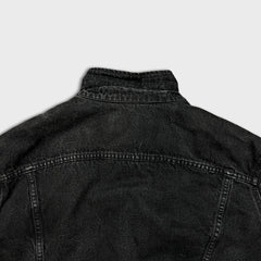 Vintage 90s Lee Storm Rider Denim Jacket Mens XL Black Stone Wash Blanket Lined Trucker Western