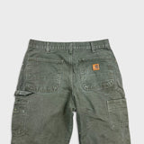 Carhartt B11 MOS Pants Mens 32x27 Green Loose Fit Washed Duck Workwear Dungaree