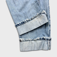 Vintage 90s Levis 505 Jeans Womens 30x29 USA Straight Leg Low Rise Distressed Denim Pants