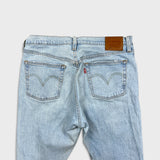 Levi's 501 S Jeans Womens 31x28 Blue Skinny Fit Slim Taper Distressed Light Wash Pants