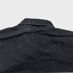 Levi's Denim Shirt Mens Large Black Dark Wash Casual Western Jean Pearl Snap