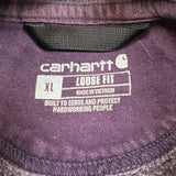 Carhartt Hoodie Mens XL Purple Loose Fit Workwear Spell Out Hooded Sweater