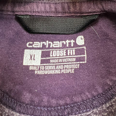 Carhartt Hoodie Mens XL Purple Loose Fit Workwear Spell Out Hooded Sweater