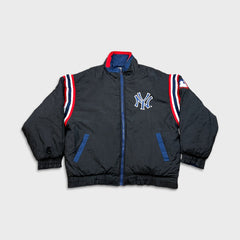Vintage Pro Player New York Yankees Jacket Mens Large Black Reversible 90s MLB Baseball