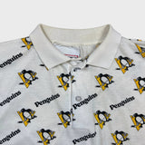 Vintage 90s Pittsburgh Penguins Polo Shirt Mens 2XL White AOP Hockey