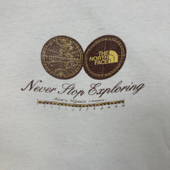 Vintage 90s The North Face T Shirt Mens XL White Never Stop Exploring Globe Tee