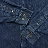 Vintage Harley Davidson Denim Shirt Mens Large Blue Dark Wash Western Button Up
