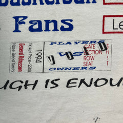 Vintage 1994 Sports Fans On Strike T Shirt Mens Large White Enough Is Enough Tee