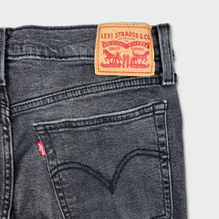 Levi's Wedgie Straight Jeans Womens 31x26 Black Distressed High Rise Wash Denim Pants