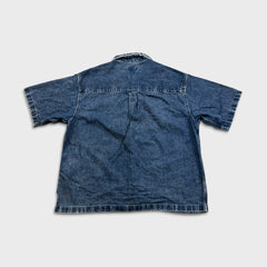 Levi's Denim Shirt Mens Medium Blue Dark Wash Casual Western Jean Button Up