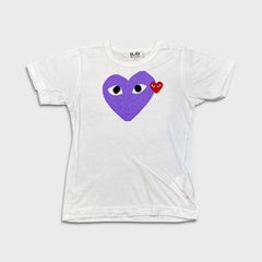 Comme des Garcons Play T Shirt Mens Small White CDG Play Purple Heart Tee