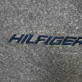 Vintage 90s Tommy Hilfiger Fleece Mens Large Gray 1/4 Zip Spell Out Athletics Jacket