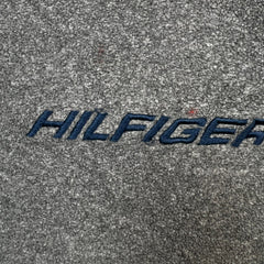 Vintage 90s Tommy Hilfiger Fleece Mens Large Gray 1/4 Zip Spell Out Athletics Jacket