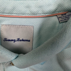 Tommy Bahama Shirt Mens Medium Blue Hawaiian Casual Preppy Button Up Polo