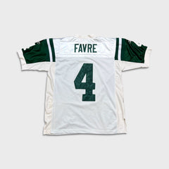 Vintage 2008 Reebok Brett Favre #4 New York Jets Jersey Mens Large White Stitched NFL Football