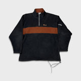 Vintage 90s Fila Fleece Mens 2XL Black Outdoor 1/4 Zip Pullover Jacket