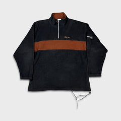 Vintage 90s Fila Fleece Mens 2XL Black Outdoor 1/4 Zip Pullover Jacket