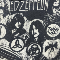 Led Zeppelin T Shirt Mens Medium Black Sun Faded Distressed Band Tee