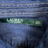 Lauren Ralph Lauren Long Sleeve Denim Shirt Womens Large Blue Dark Wash Oversized