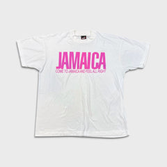 Vintage 90s Jamaica T Shirt Mens XL White Feel All Right Single Stitched Tee