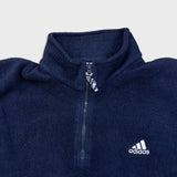 Vintage Y2K Adidas Fleece Mens XL Blue 1/4 Zip Essentials Spell Out Jacket
