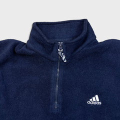 Vintage Y2K Adidas Fleece Mens XL Blue 1/4 Zip Essentials Spell Out Jacket