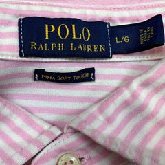 Polo Ralph Lauren Shirt Mens Large Pink Pima Soft Touch Pony Stripe Short Sleeve