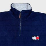 Vintage 90s Tommy Hilfiger 1/4 Zip Fleece Mens XL Blue Tommy Flag Jacket