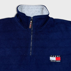 Vintage 90s Tommy Hilfiger 1/4 Zip Fleece Mens XL Blue Tommy Flag Jacket
