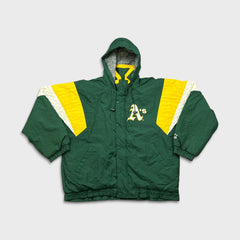 Vintage 90s Starter Oakland Athletics Jacket Mens XL Green Sports MLB Baseball