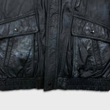 Vintage 90s Sears Leather Jacket Mens XL Black Full Zip Flight A-2 G-1 Bomber
