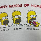 Vintage 90s Many Moods Of Homer Simpson T Shirt Mens White Large Distressed Cartoon Tee