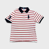 Vintage 90s Polo Ralph Lauren Shirt Mens Large White Big Pony Striped Preppy Short Sleeve