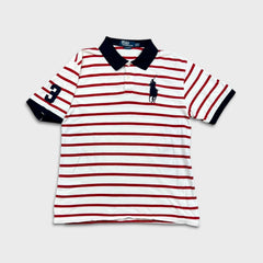 Vintage 90s Polo Ralph Lauren Shirt Mens Large White Big Pony Striped Preppy Short Sleeve