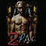 Vintage Y2K 2Pac T Shirt Mens Large Black Full Print Faded Tupac Shakur Rap Tee