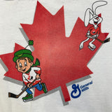 Vintage 90s General Mills Good Luck Canada T Shirt Mens XL White Lucky Charms Trix NHL