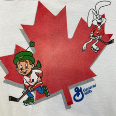 Vintage 90s General Mills Good Luck Canada T Shirt Mens XL White Lucky Charms Trix NHL