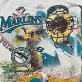 Vintage 1993 Florida Marlins T Shirt Mens XL White MLB Bulletin AOP Baseball Tee